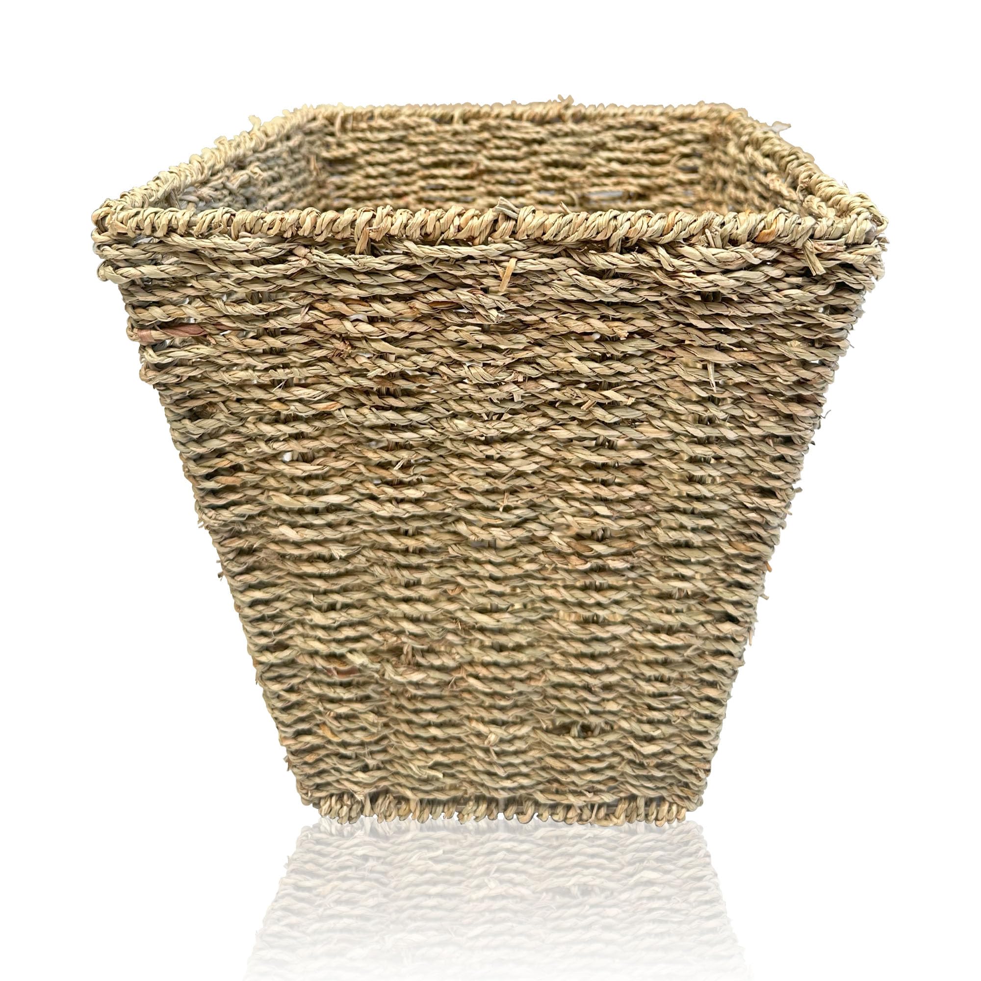 ARPAN Waste Bin - Woven Waste Paper Basket for Bedroom, Kitchen, Bathroom or Office - Seagrass Trash Can - Versatile Wastebasket for Garbage and Rubbish (Square- CL-746)