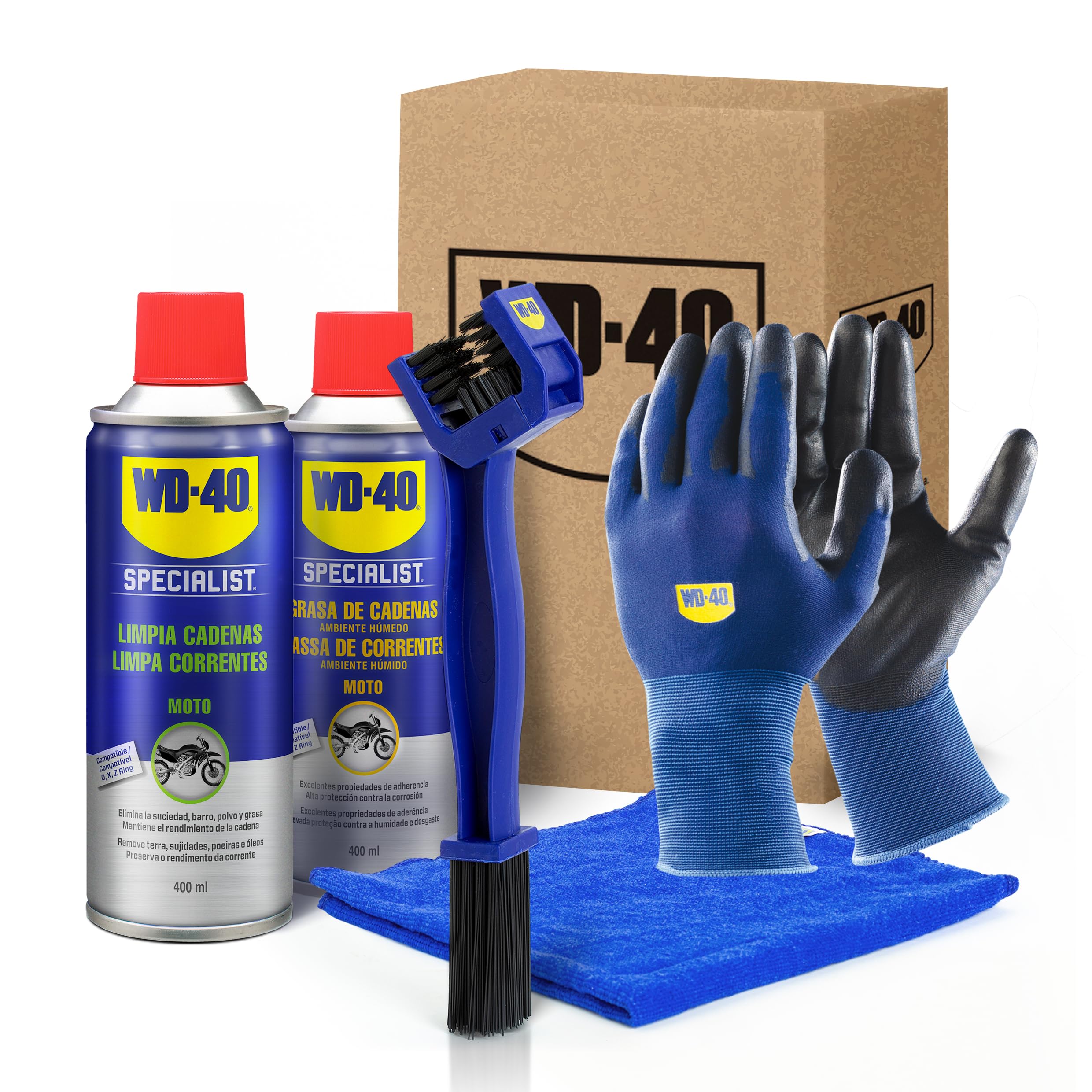 WD-40 Specialist Motorbike Kit Mantenimiento Cadena Moto Ambiente Seco (Limpia Cadenas + Lubricante de Cadenas Ambiente Seco + Cepillo Limpia Cadenas + Guantes de Trabajo +Paño de Microfibra) — view 14