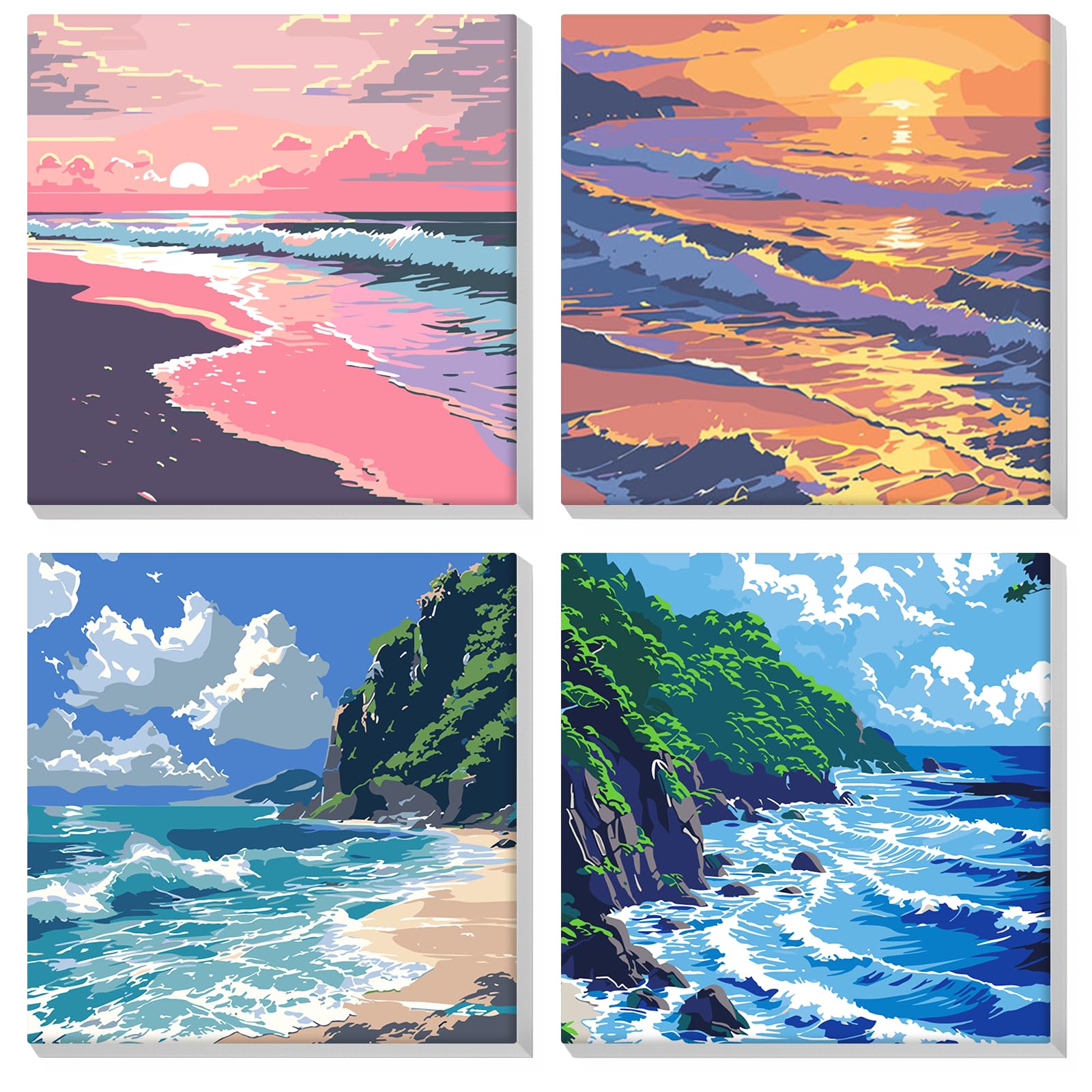 GHHKUD Kit Pittura Con I Numeri Natalizia - Tela Incorniciata 30x40 Cm - Paesaggio Innevato - Colori Acrilici E Pennelli Inclusi - Fai Da Te Per Adulti - 4