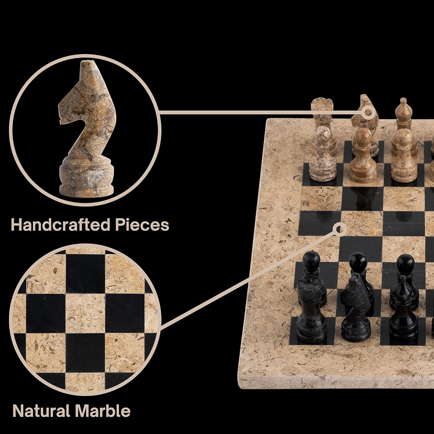 60% Off Discount Handmade Marble Chess Set -15x15 Inches- Full Handcrafted Chess Board and Pieces -Fossil Black Black Friday Sale 2022 Handmade Marble Chess Set -15x15 Inches- Full Handcrafted Chess Board and Pieces -Fossil Black