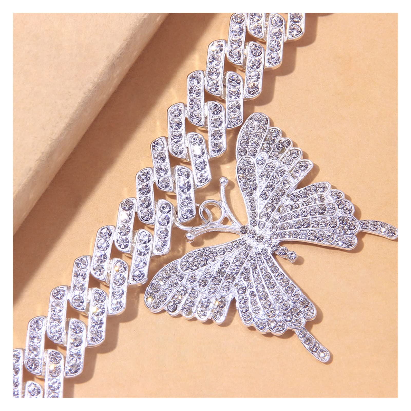 Fußkettchen für Frauen, Kette Punk Kristall Sandalen Big Butterfly Fußkettchen für Frauen Großhandel Männer Rapper Gliederkette Armbänder Fußkettchen Chunky