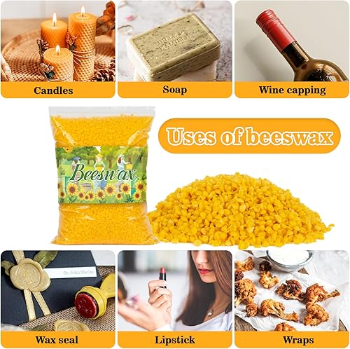 Miniatura 3 de CARGEN Gránulos de cera de abejas amarillas de 10 libras  Pastillas de cera de abejas pura a granel para velas de bricolaje, cuentas de cera de
