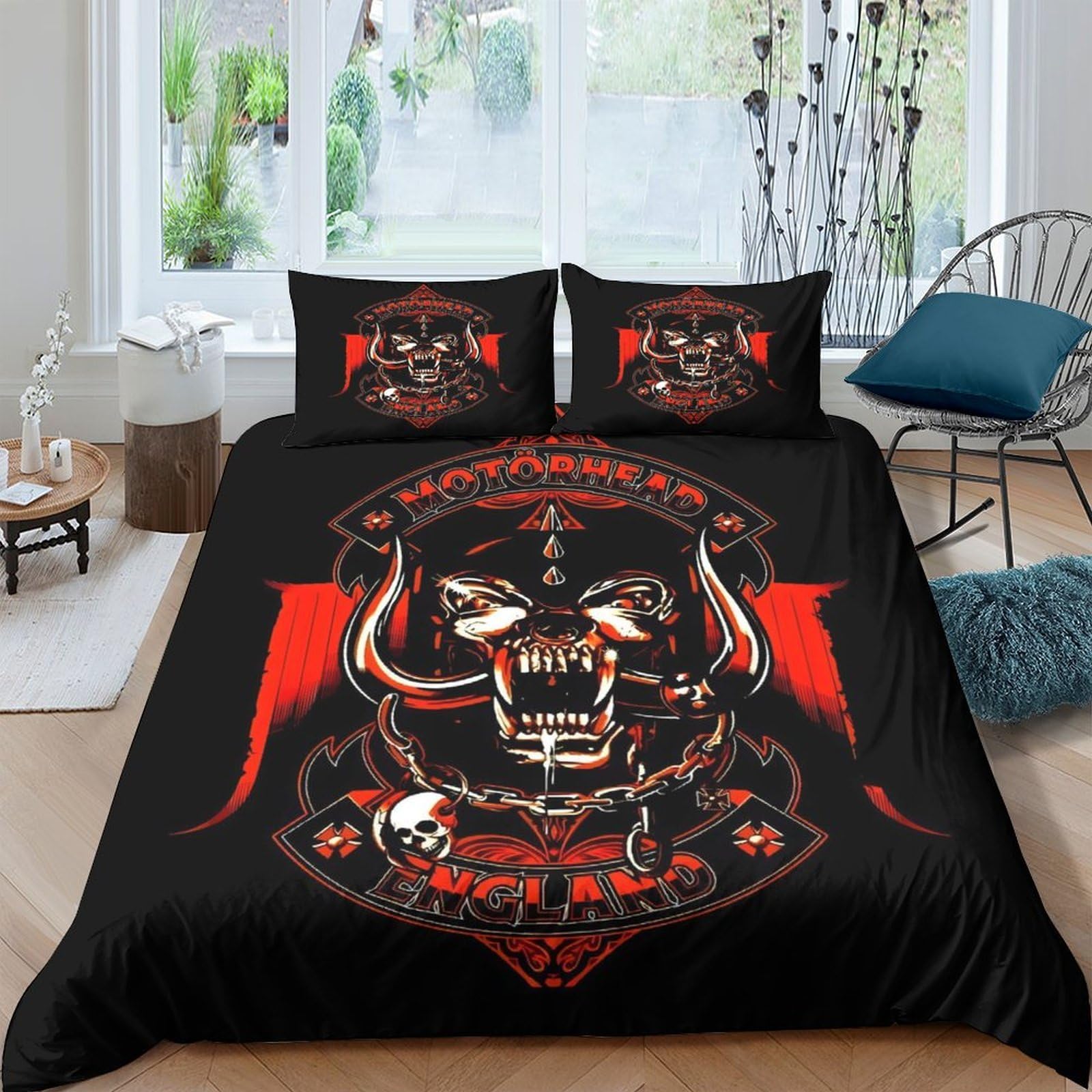 Ctjqhvkz Style-1 3D Printed Skull Tattoo Fitted Sheet Microfiber Black Red Gothic Bed Cover For Bedroom Dorm Decor Protection Single（135X200cm）