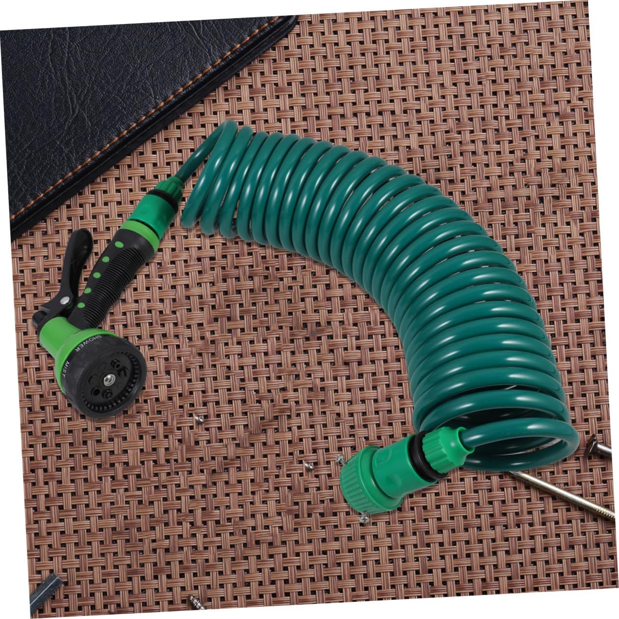Mikikit 1set Coil Garden Hose Set Expandable Water Hose Nozzle for Car Washing and Garden Use Eva Material Flexible Design for Easy Handling