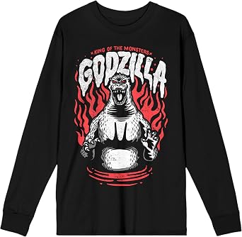 Godzilla Classic King of the Monsters Adult Black Long Sleeve Tee