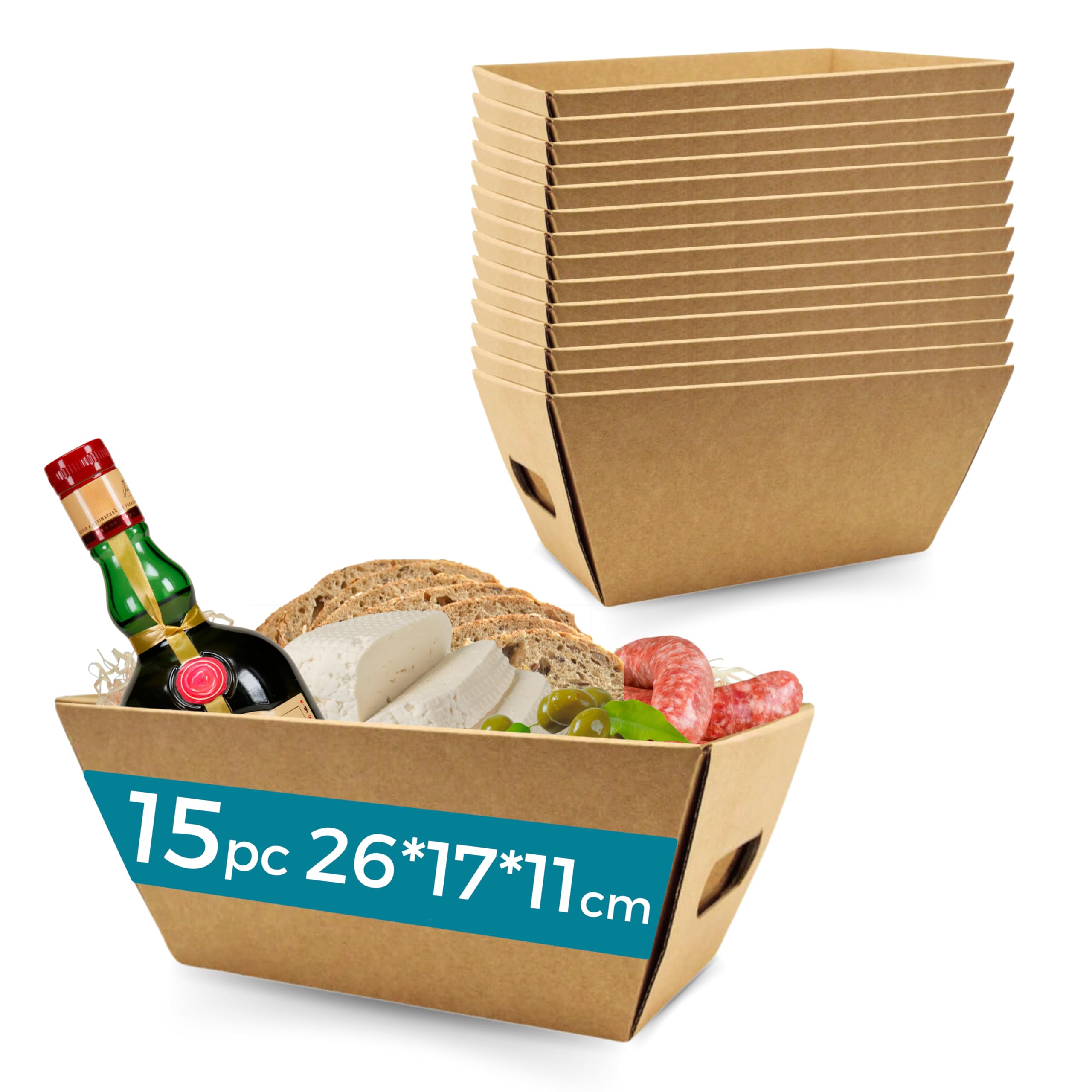 Espirito Rebelde 15 Cajas de Cartón Vacías para Cestas sin Tapa 26x17x11cm | Regalos : Navidad, Pascua, Día del Padre, Día de la Madre | Cestas Corporativas | Regalos para Familiares y Amigos