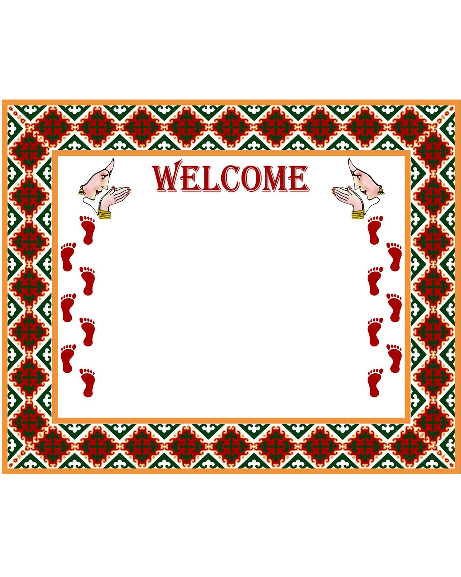 GenericGeneric Lovely Wedding Mall Welcome Kanku Pagla Rumal With Maroon Border, 1 Piece