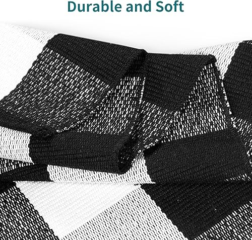Miniatura 4 de Lamberia Alfombra a cuadros de búfalo para interiores y exteriores, color blanco y negro, para cocina y pasillo (4 x 6 pies)