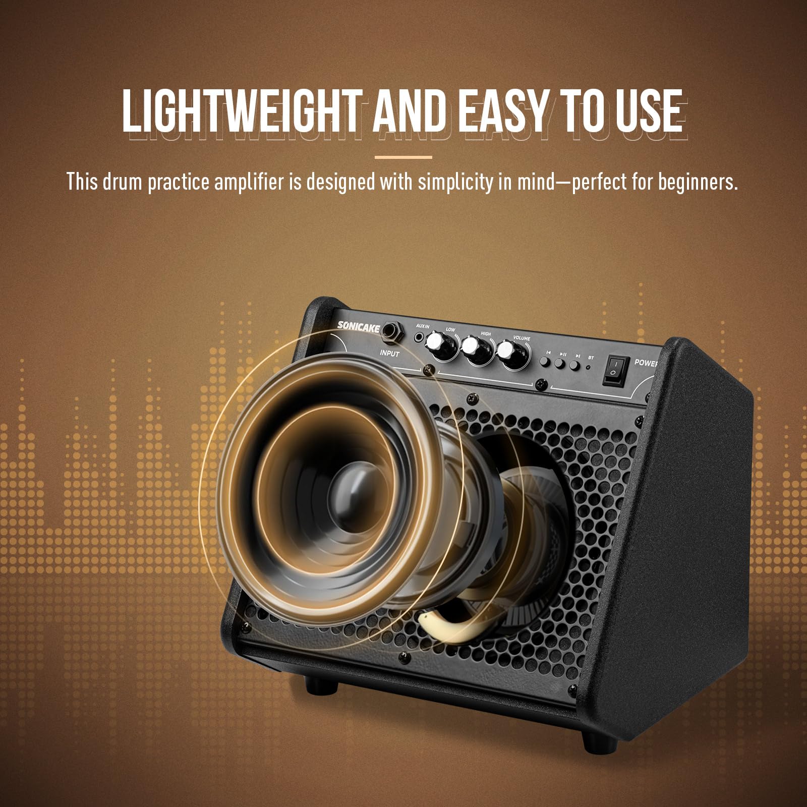SONICAKE Amplificatore per Batteria Elettronica 20W Casse Bluetooth Portatili con Doppio Driver