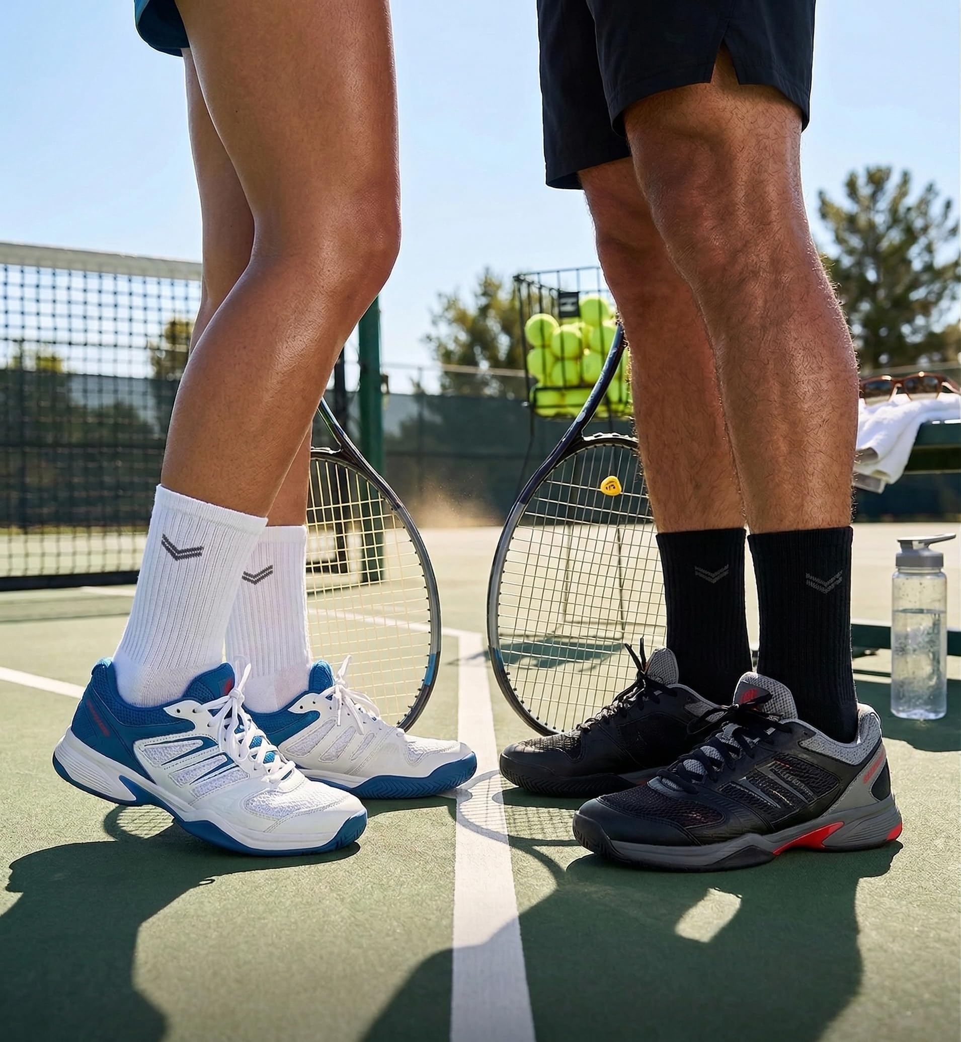 BLS - Calcetines de tenis orgánicos, 3 pares de calcetines de algodón 100% orgánico, compresión para un ajuste seguro, puntera y talón reforzados