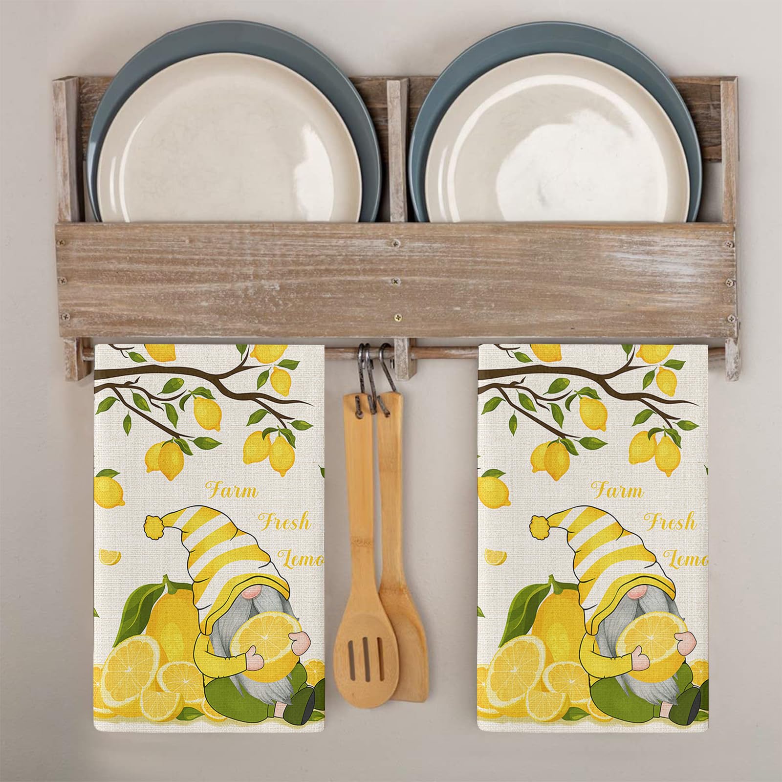 Trapos Cocina Fruta Amarilla Limón Paños de Cocina Suaves y Absorbentes Paños Cocina Reutilizables Trapos de Cocina para Secar Toallas Lavable Toallas de Barra 2 Piezas (44x74 cm)