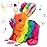 Hopearl Hopping Rabbit with Hat Interactive Electronic Pet Plush Bunny Toy with Sounds and Movements Animated Walking Wiggle Ears Twitch Nose Gift for Toddlers Birthday, Rainbow, 7\'\'