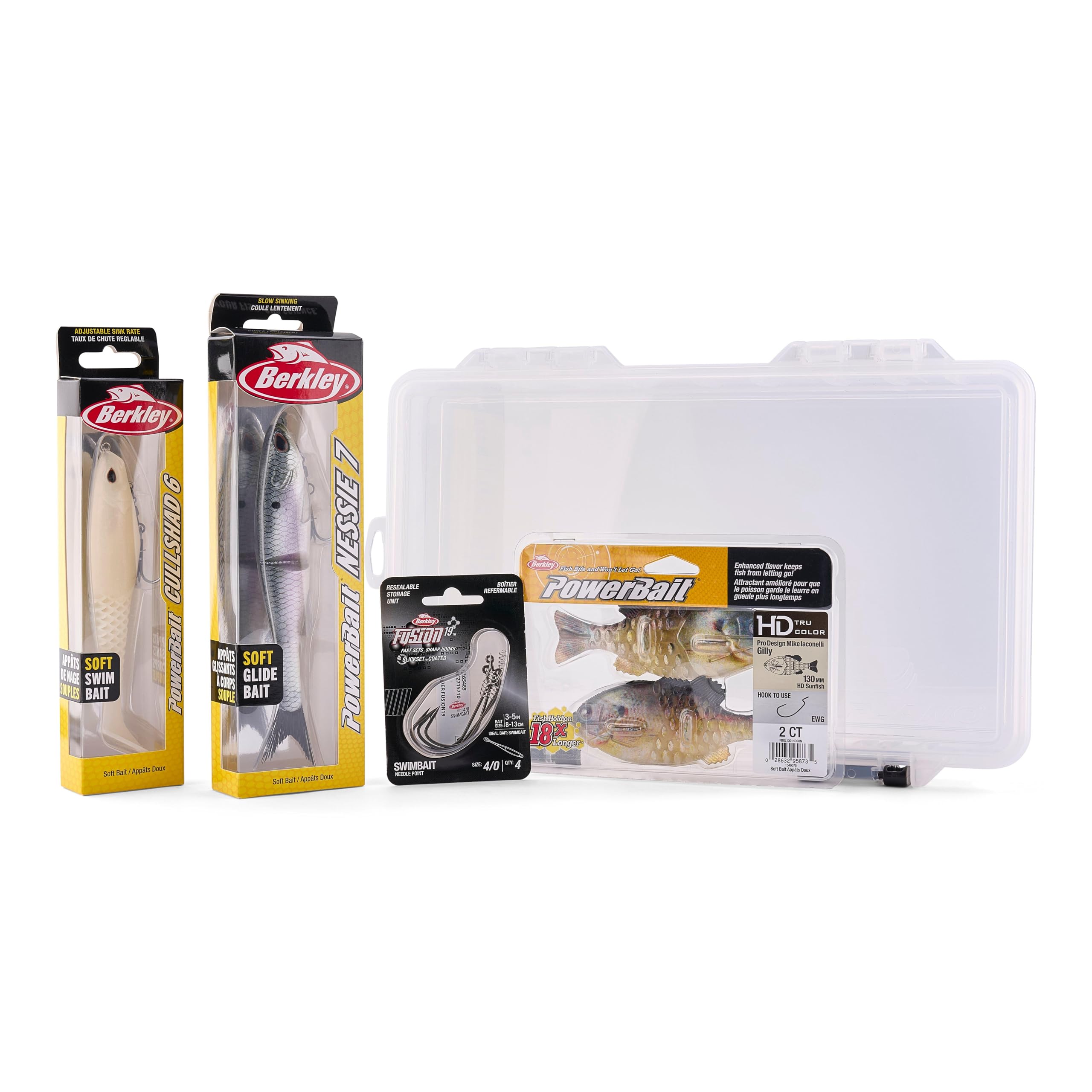 BERKLEY Swimbait Haul of Fame Fishing Kit, Includes Plano Stowaway, Berkley Powerbait Nessie, Cullshad, Gilly Baits, Fusion19 Hooks