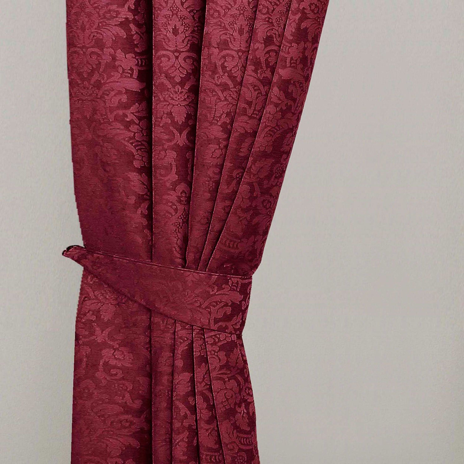 Homescapes (Wine ) Velvet Jacquard Curtain Tie Back Pair Red