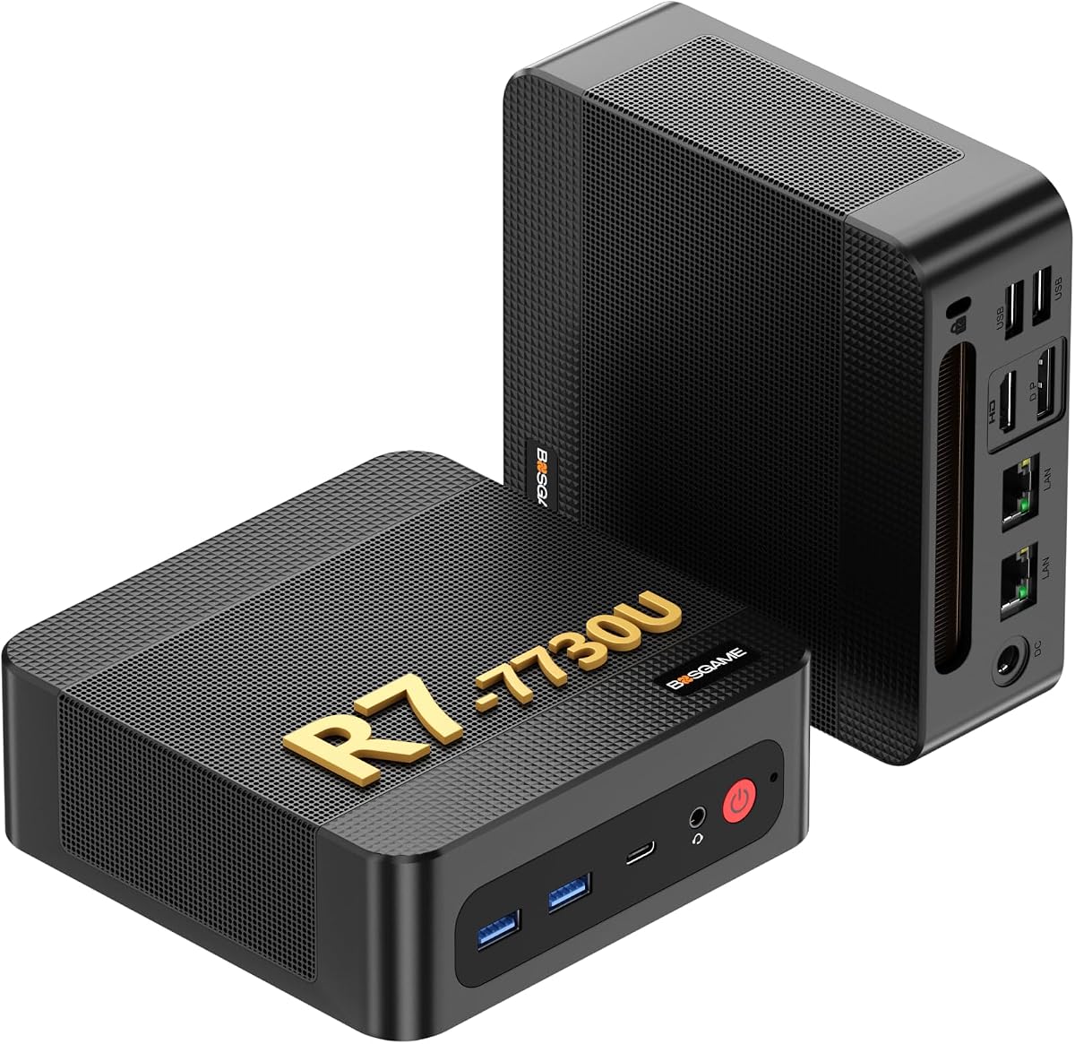 BOSGAME P4 Ultra Mini PC Ryzen 7 7730U 16GB DDR4 1TB PCIe SSD | 8C/16T, up to 4.5GHz, Dual 2.5G LAN, WiFi 6E & BT5.2, Triple 4K Display, Home Office & Gaming, Compact Desktop,Silent