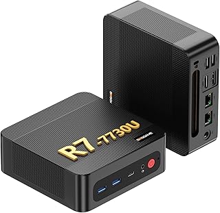 BOSGAME P4 Ultra Mini PC Ryzen 7 7730U 16GB DDR4 1TB PCIe SSD | 8C/16T, up to 4.5GHz, Dual 2.5G LAN, WiFi 6E & BT5.2, Triple 4K Display, Home Office & Gaming, Compact Desktop,Silent
