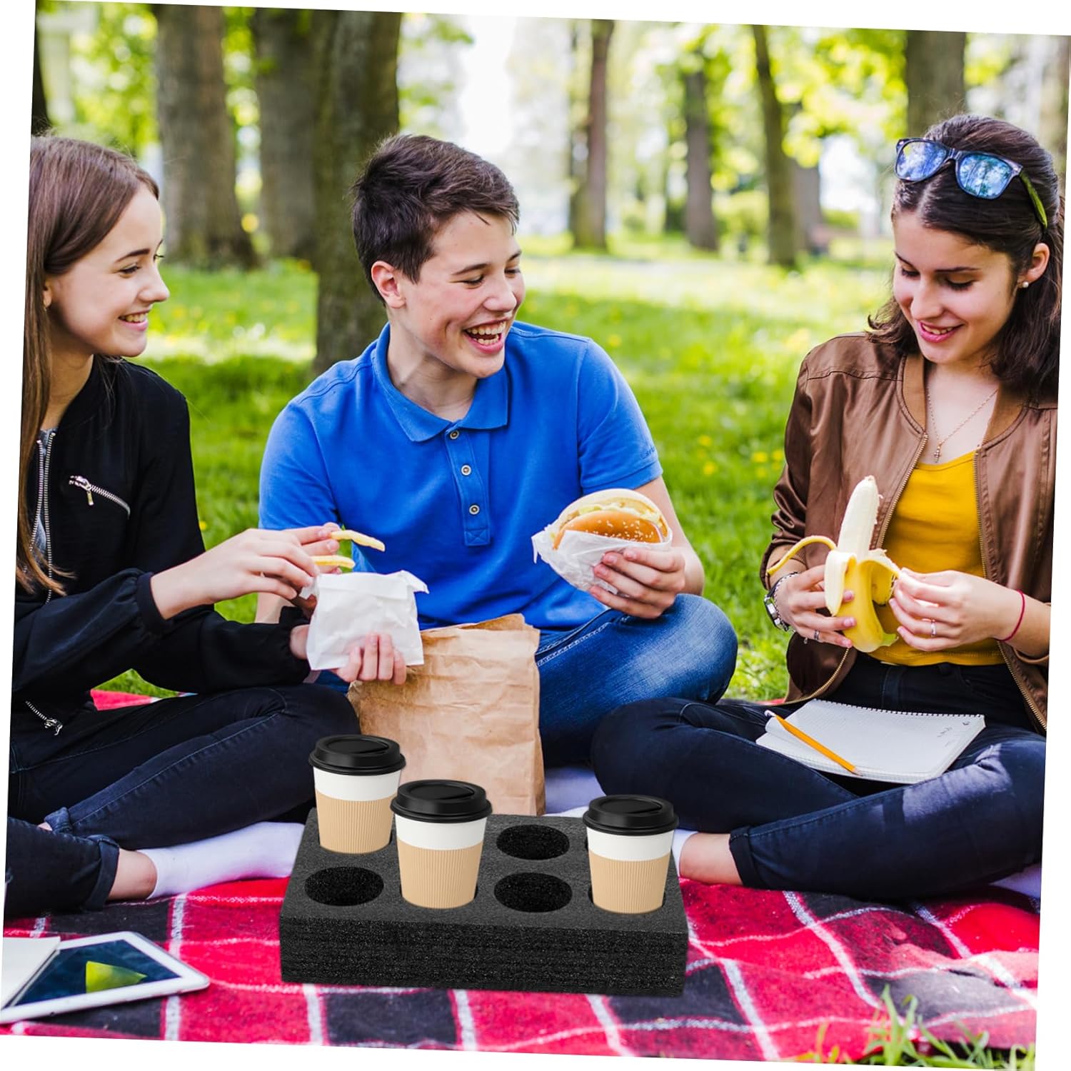 4pcs 8 Drink Carrier Cardboard Takeout Packing Supply Outdoor Cup Tray Beverage Holder for Car Cup Holder