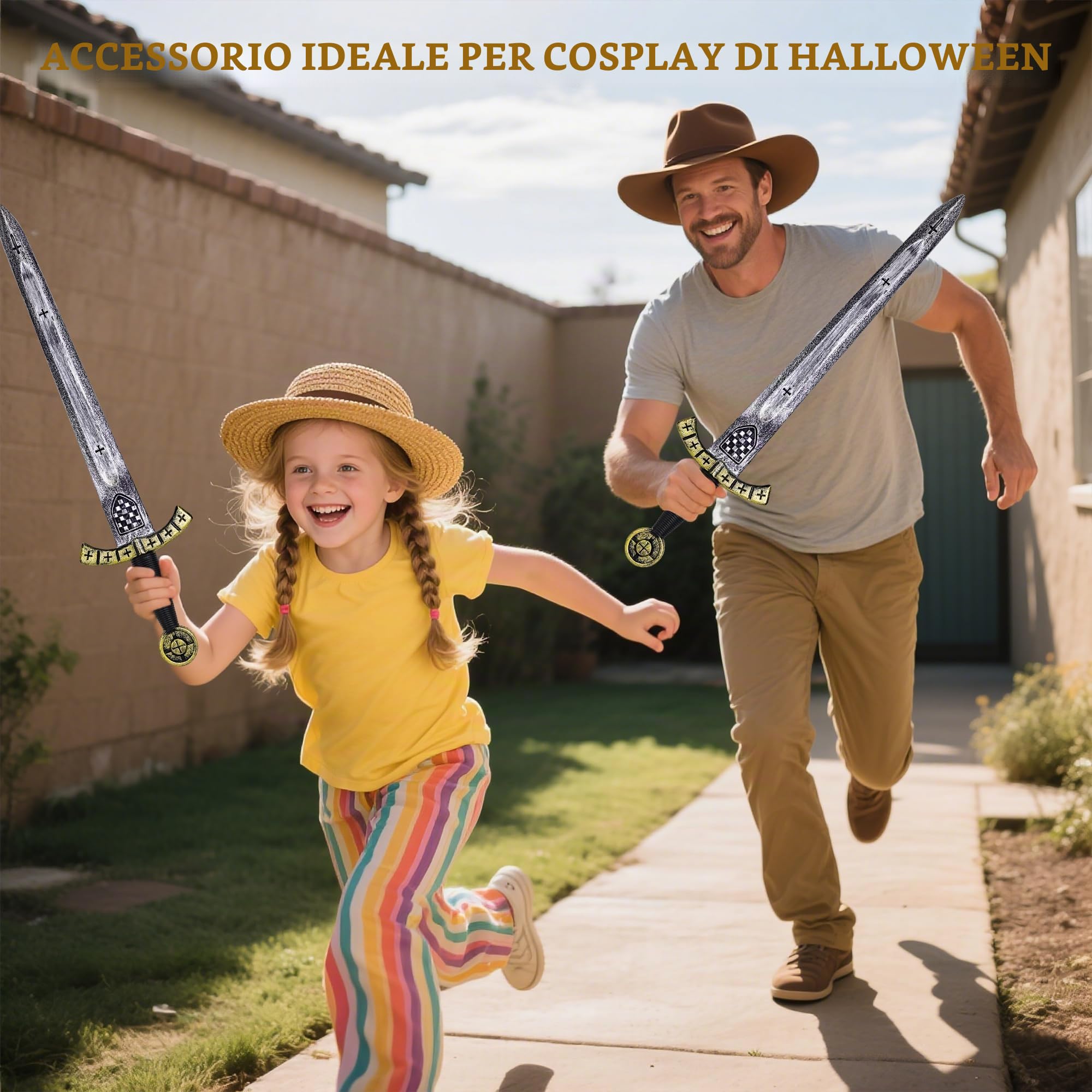 Spada giocattolo medievale crociata spada cavaliere romano guerriero costume puntelli di scena falsi spada di plastica per adulti per carnevale Halloween cosplay (1 pezzo)