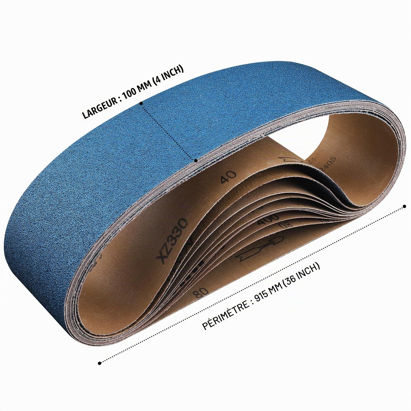 10PCS Bandes Abrasives 100 x 915 mm Grain 40/60/80/120/240/400 | Ensemble de Bandes Abrasives pour Ponceuse à Bande, Bois & Métal