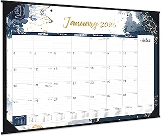 Large Desk Calendar 2026, January 2026 - December 2026, 12 Month Desk Calendar, 22" x 17", Corner Protectors, Schedule Planner for Home, Office