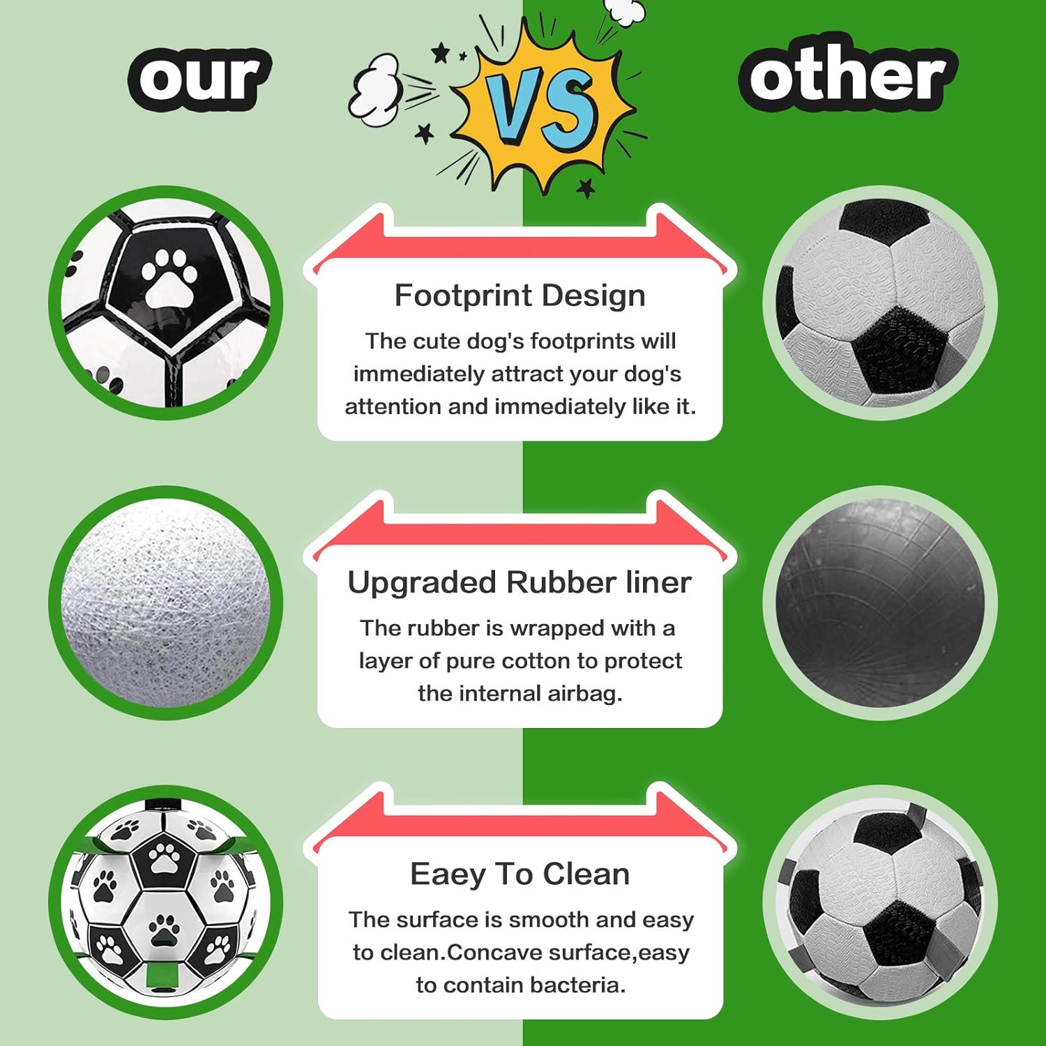 Interactive Dog Toys Dog Soccer Ball with Grab Tabs Dog Tug Toy Dog Water Toy for Outdoor, Durable Dog Ball Toy for Small Medium Dogs and Puppy（6 Inch）