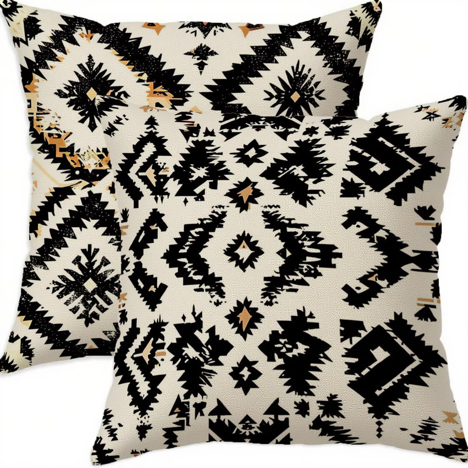 Housse coussin 75x75 noir en lin double face imperméable de qualité