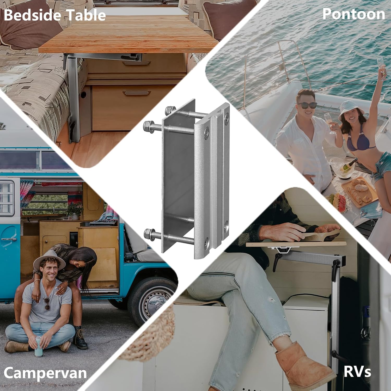 RV Table Leg Mount Bracket, Removable Swivels RV Table Leg Aluminum Alloy Accessories for RV Pontoon Truck Camper Travel Trailer