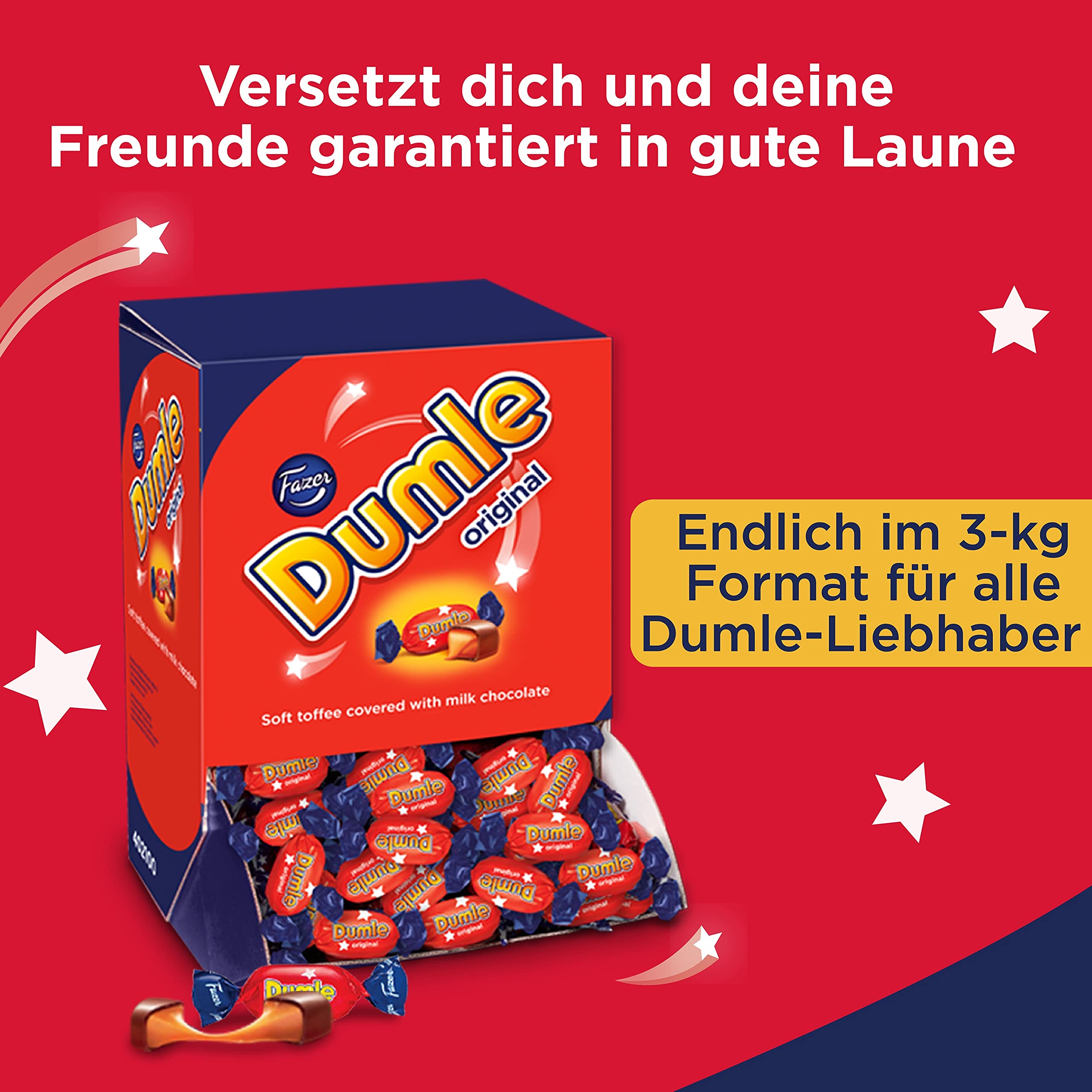 Fazer Dumle Schokolade Pralinen mit Toffee-Füllung, Grosspackung, XXL Box 3kg