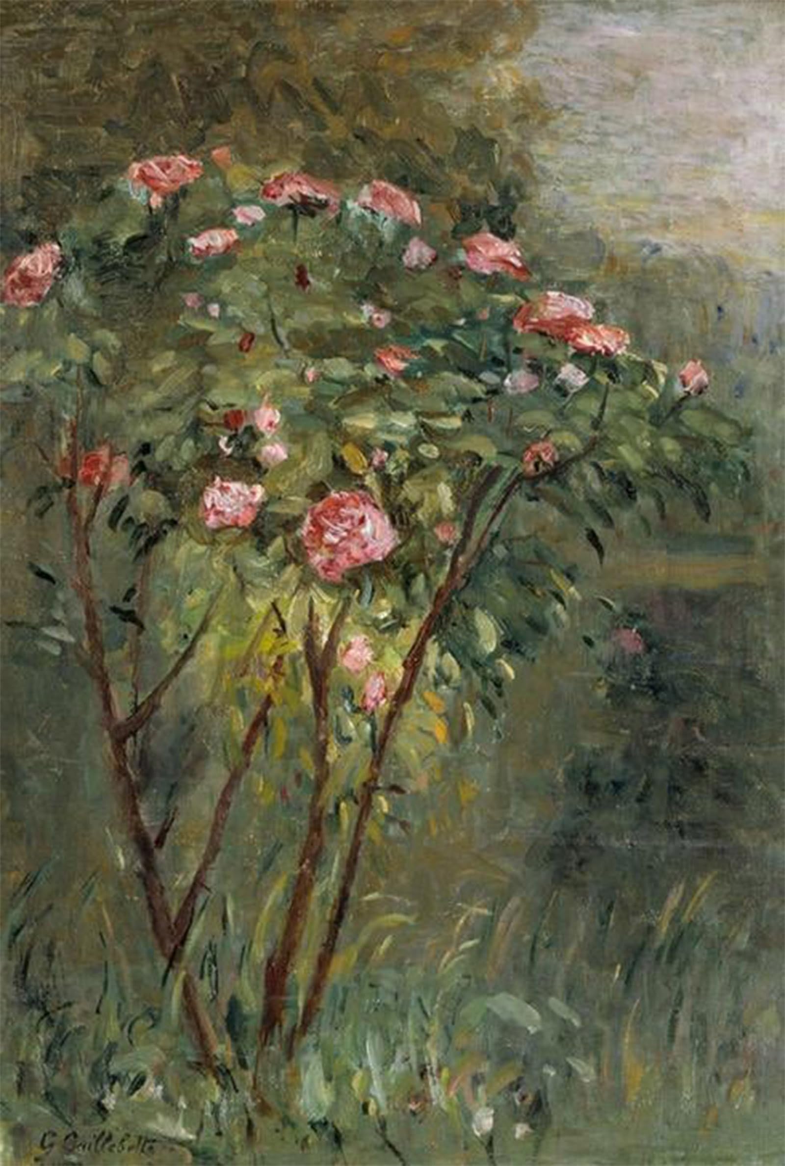 ARTXLXXBN Famous Painting Art Wall Decor Abstract Art Picture The rose bush by Gustave Caillebotte Animal Pictures for Home Decor 60x90cm