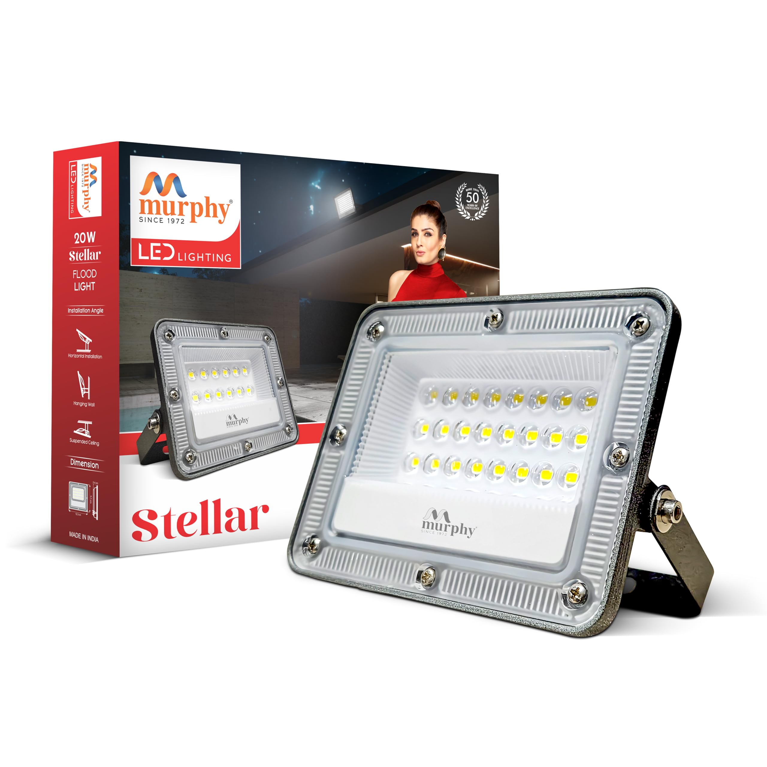 Murphy Stellar 20W LED Flood Light with 2-Year Warranty | Cool White | High Brightness Outdoor LED for Security, Landscape, Warehouse, Backyard | IP66 Waterproof | BIS Approved Pack of 1-image-25