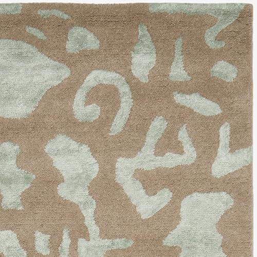 Miniatura 3 de SAFAVIEH Soho Collection SOH525B - Alfombra cuadrada de lana de primera calidad, hecha a mano, color gris topo y azul claro, 6 pies Gris pardo/azul