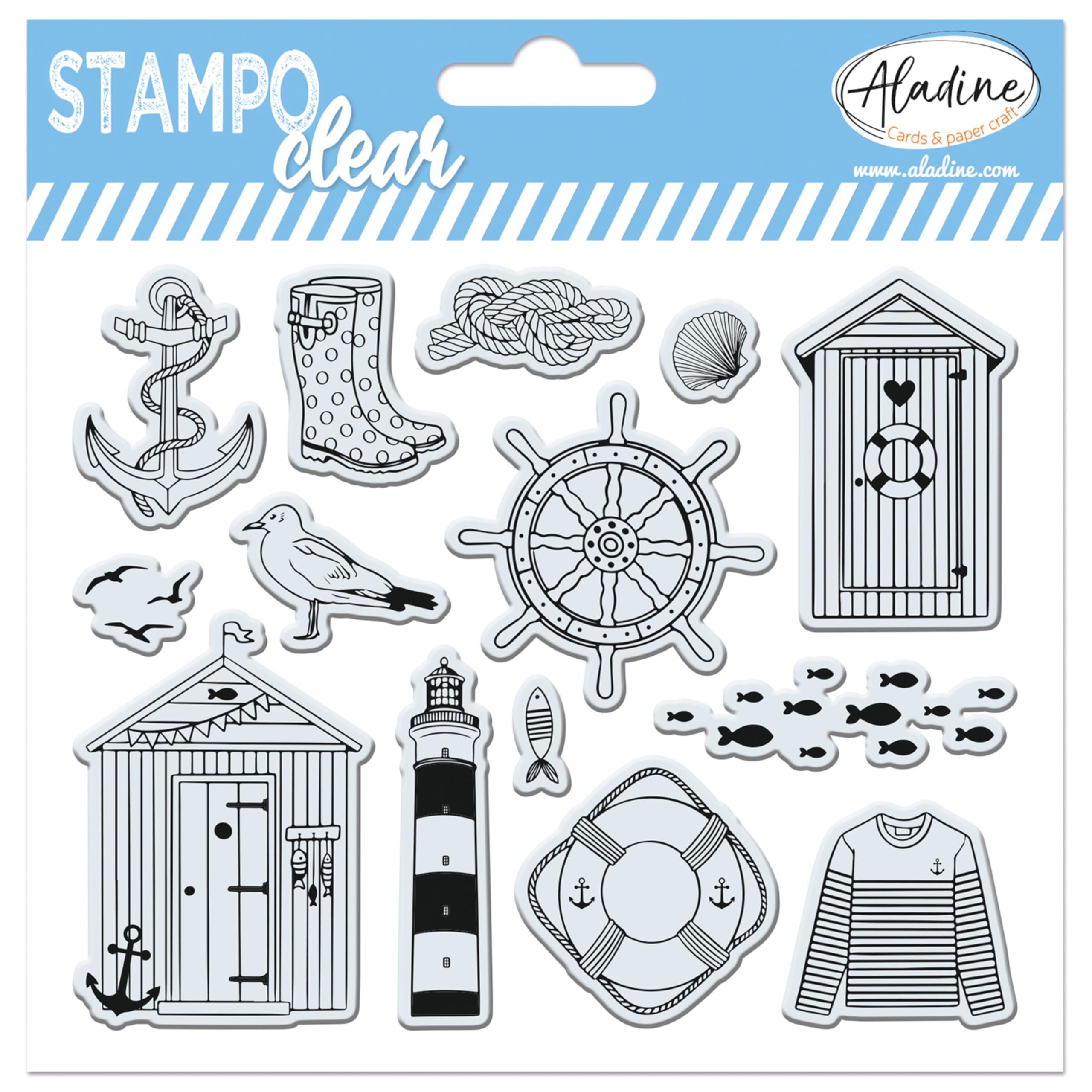 Aladine - 14 Sea Stamps - Transparent Stamps - Stampo Clear - 04244