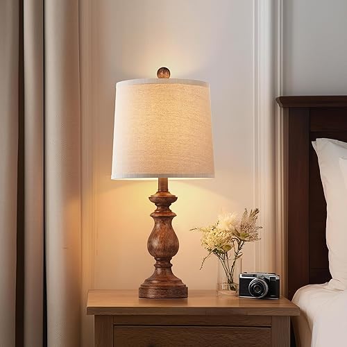 Miniatura 5 de PARTPHONER Juego de 2 lámparas de mesa tradicionales, lámparas de mesa rústicas de granja para sala de estar, dormitorio, lámparas de mesita de
