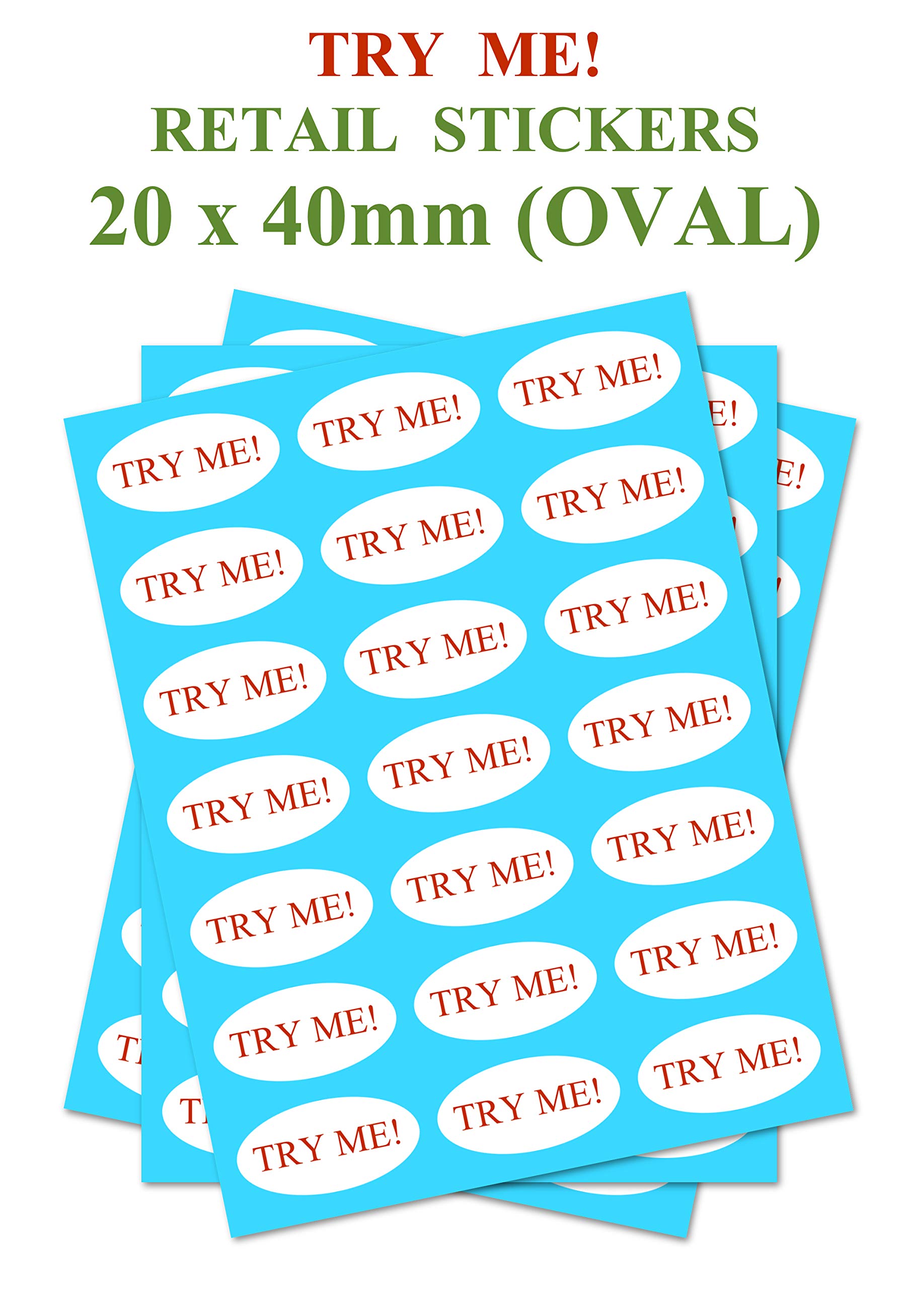Party_decor Try Me - Retail Stickers - Oval (20Mm X 40Mm) Set Of 100 - For Shopping Tester Products