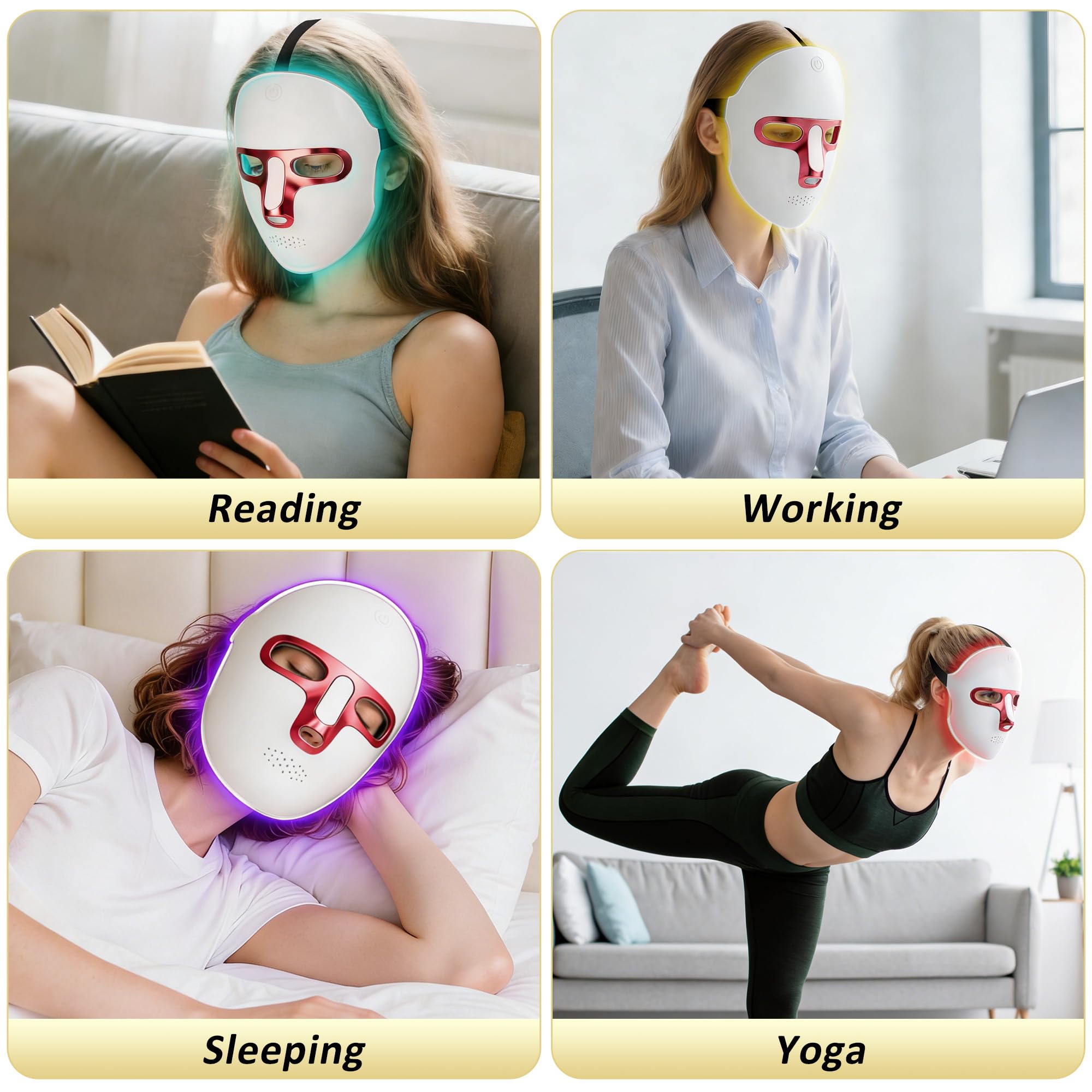 7 Colors Red Light Therapy for Face, LED Facial Mask, Rechargeable