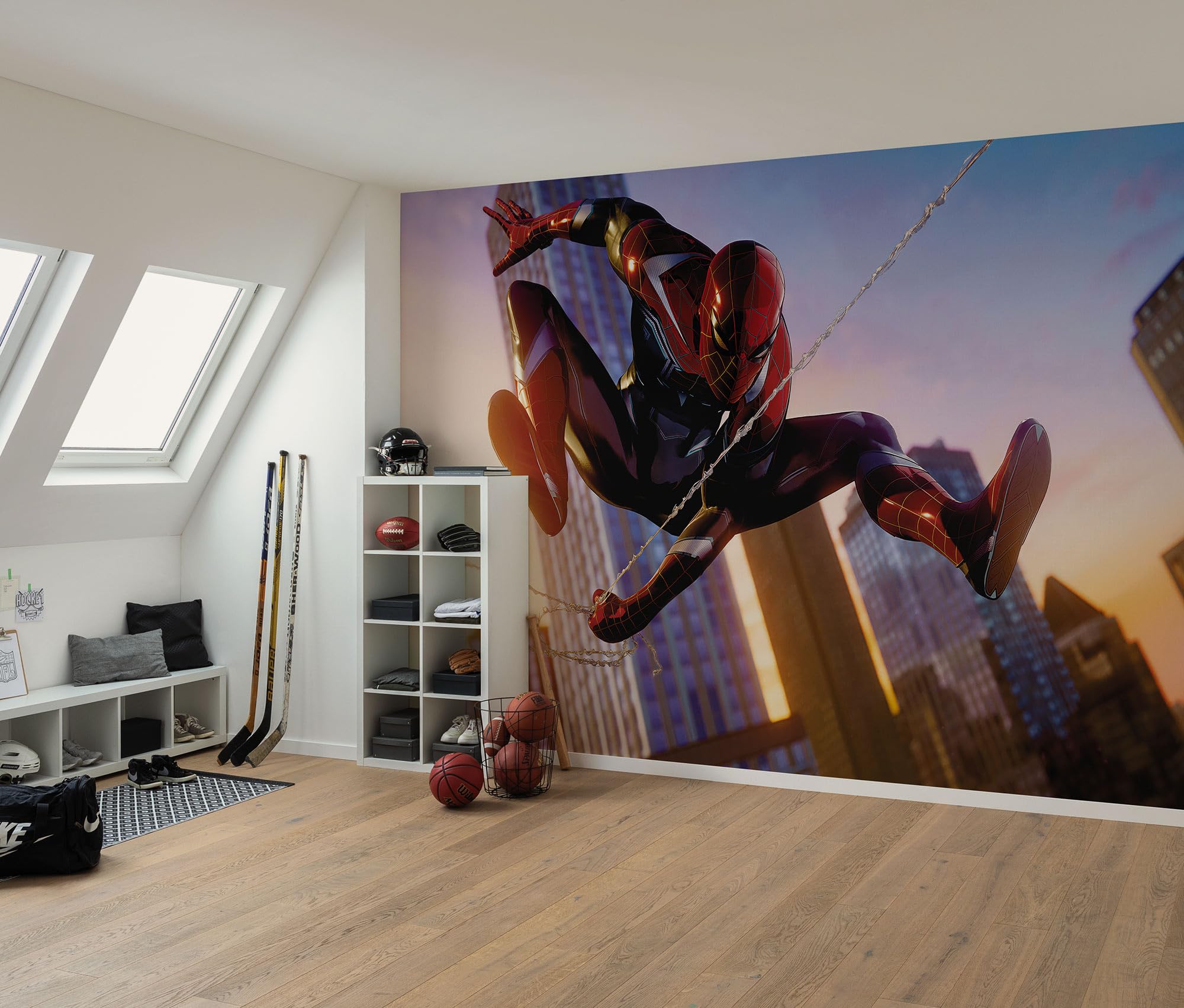 Komar Vlies Fototapete - Marvel Spider-Man Huge Jump - Größe 400 x 250 cm