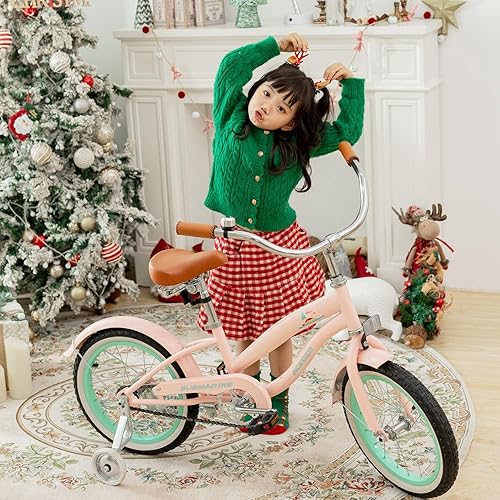 Miniatura 5 de ACEGER Bicicleta crucero de playa para niñas de 5 a 13 años, 16" 18" 20" 24" bicicleta de una sola velocidad para niños incluye freno contrapedal,