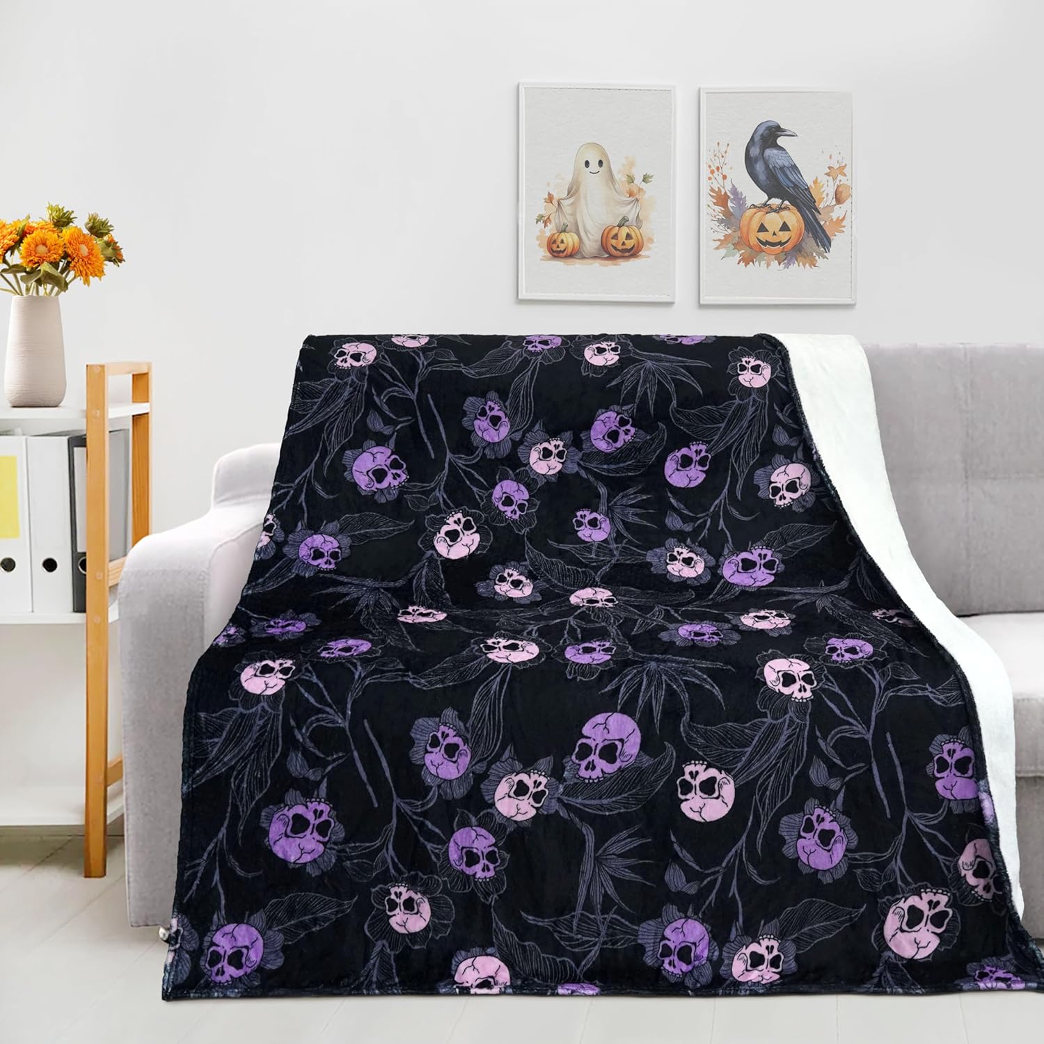 Halloween Goth Skull Throw Blanket 50x60 Inch Gothic Skeleton Blankets Soft Lightweight Cozy Plush Blanket for Halloween Decor Gifts - Image 7