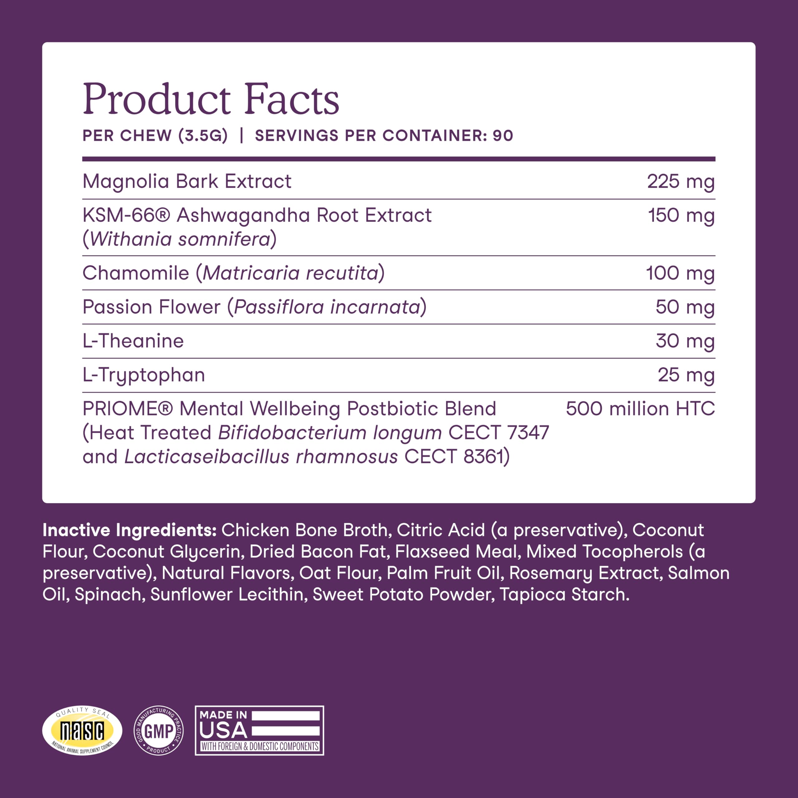 Fera Pets Dog Calming Chews - Helps Manage Everyday Stress & Separation - Promotes Relaxation - Ashwagandha & Priome® Mental Wellbeing Postbiotic Blend - 90 Soft Chews - image 5