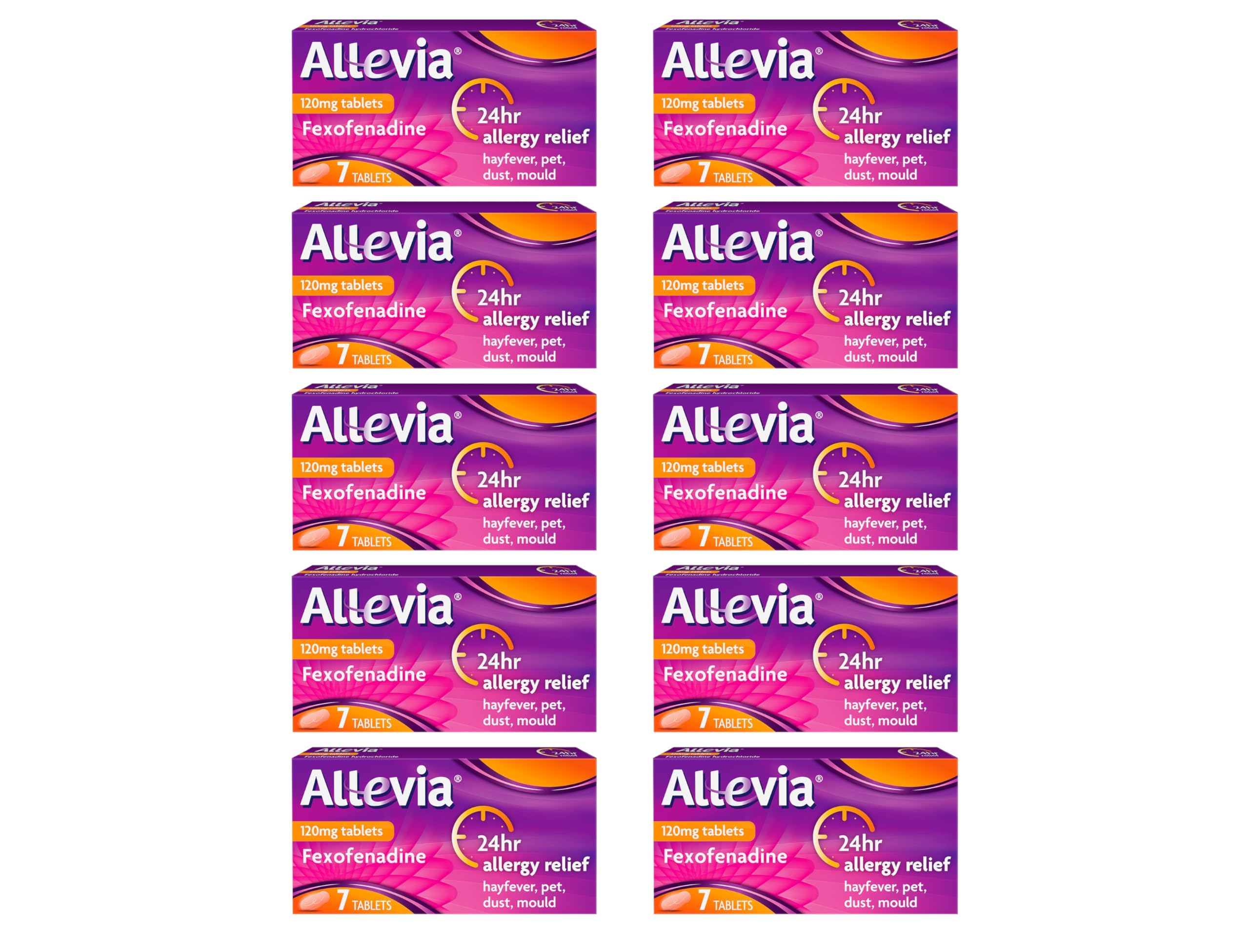 Allevia Allergy Tablets | 70 Tablets | 120mg Fexofenadine | 24hr Relief Acts within 1 Hour | Non-drowsy in Most People | Relieves Hayfever, Pet, Dust and Mould Allergies