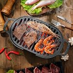 IronMaster Mini portatif BBQ Grill de charbon, 100% Fer à repasser, Durable, Barbecue Hibachi Grill, parfait pour le camping en plein air - Surface de grille 28 cm x 17 cm pour 1-2 personnes