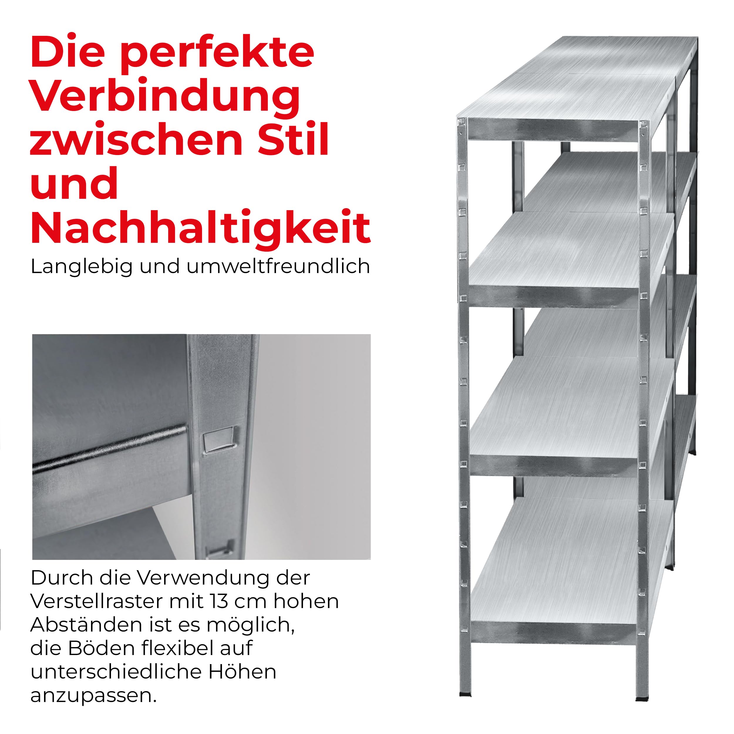 SCHULTE Regalwelt | Steckregal - Metallregal 180 x 160 x 40 cm | Kellerregal - Lagerregal | 520 KG Belastung | Regal Metall - Regalsystem - Buchregal - Regale für Kellerraum | Made in Germany