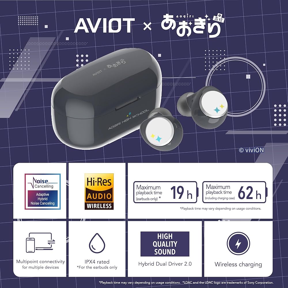 AVIDOT x AOGIRI HIGH SCHOOL ワイヤレスイヤホン AVIOT】AVIOT ×『あおぎり高校』コラボ完全ワイヤレスイヤホンが
