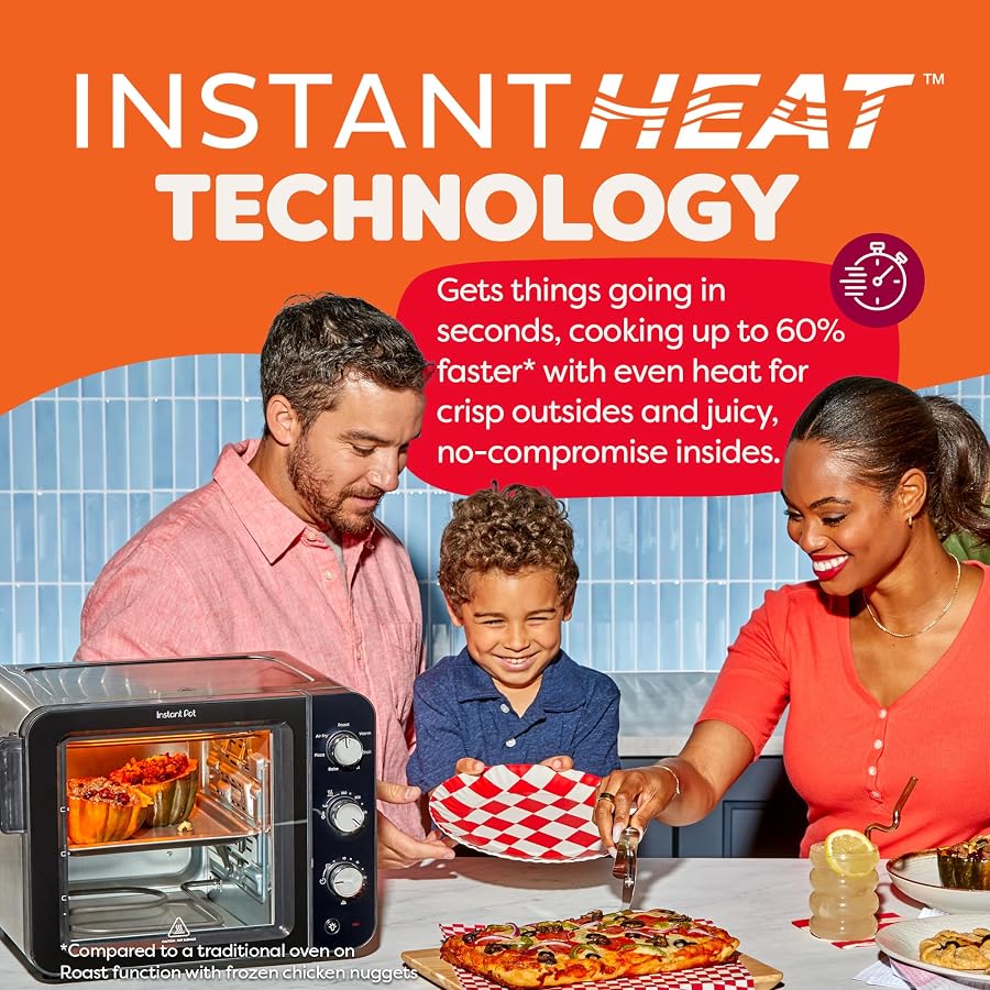 Instant Pot No Preheat Required* 4-Slice Air Fryer Toaster Oven with InstantHeat Technology, 7-in-1, Air Fry, Bake, Toast, Roast, Broil, Warm, and Make Pizza, image 3