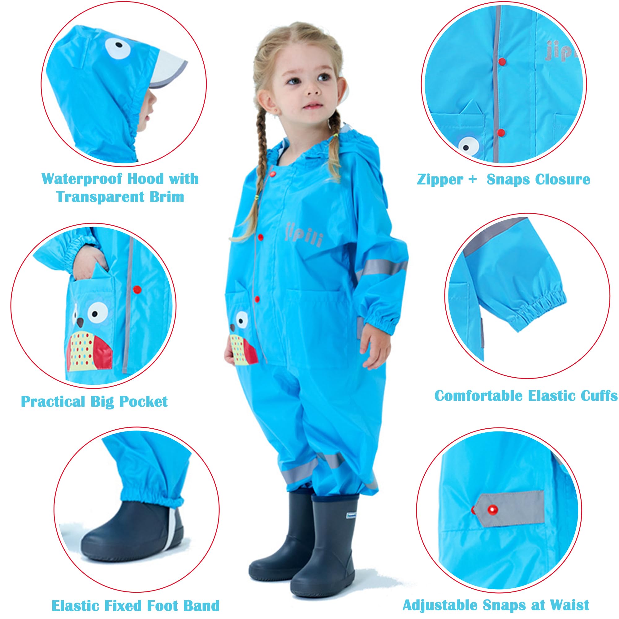 JinBei Imperméables Bebe Garçon Combinaison De Pluie Enfants à Capuche