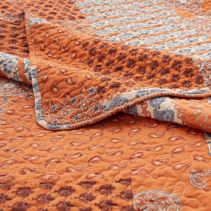 Amazon.com: LEAONME 2 Pieces Twin Size Quilt Set Burnt Orange Rust