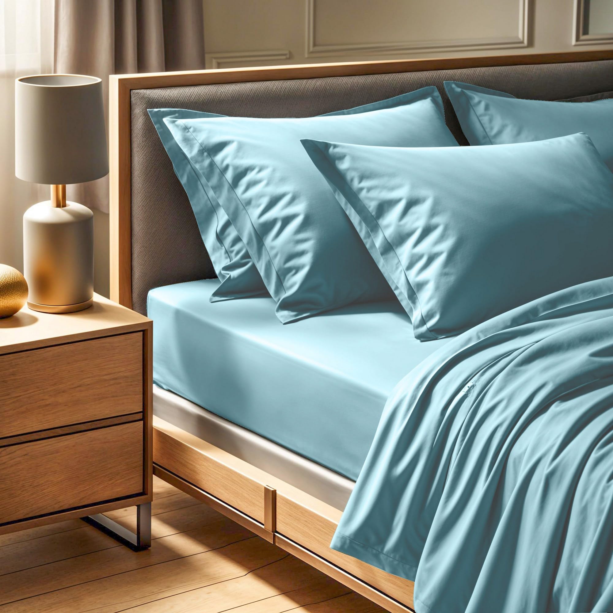 Premium Ranforce Double XL Fitted Sheet (140 x 200 + 30 cm) | 100% Cotton, 145 Thread Count, Petrol Blue | Machine Washable at 30°C, Soft & Durable