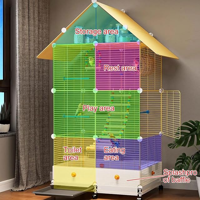 Foto 5 de 7 de RTTZBOZ Jaula para Pájaros en el Techo, Jaula Grande para Loros Voladores, Jaula para Pájaros de Interior