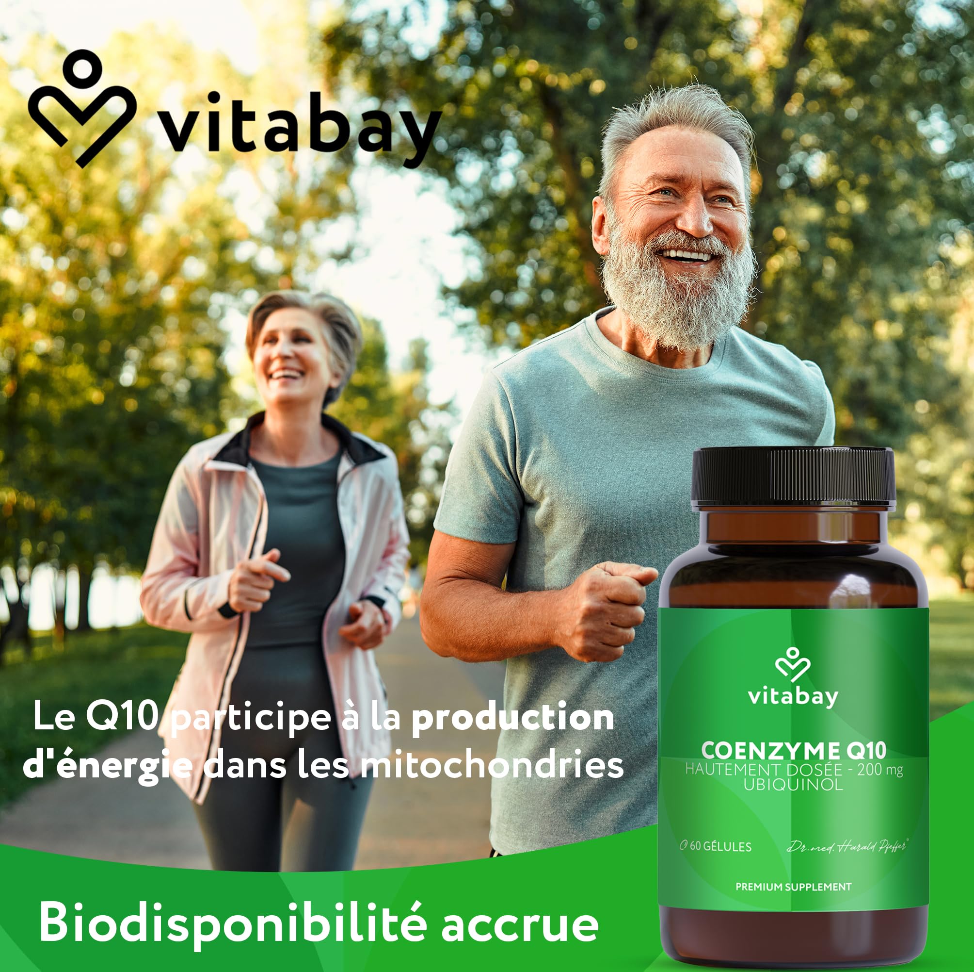 Vitabay Coenzyme Q10 Ubiquinol 200 mg – 60 capsules – hautement dosé – Q10 naturel sous forme active (ubiquinol) issu de fermentation végétale – sans additifs & testé en laboratoire en Allemagne