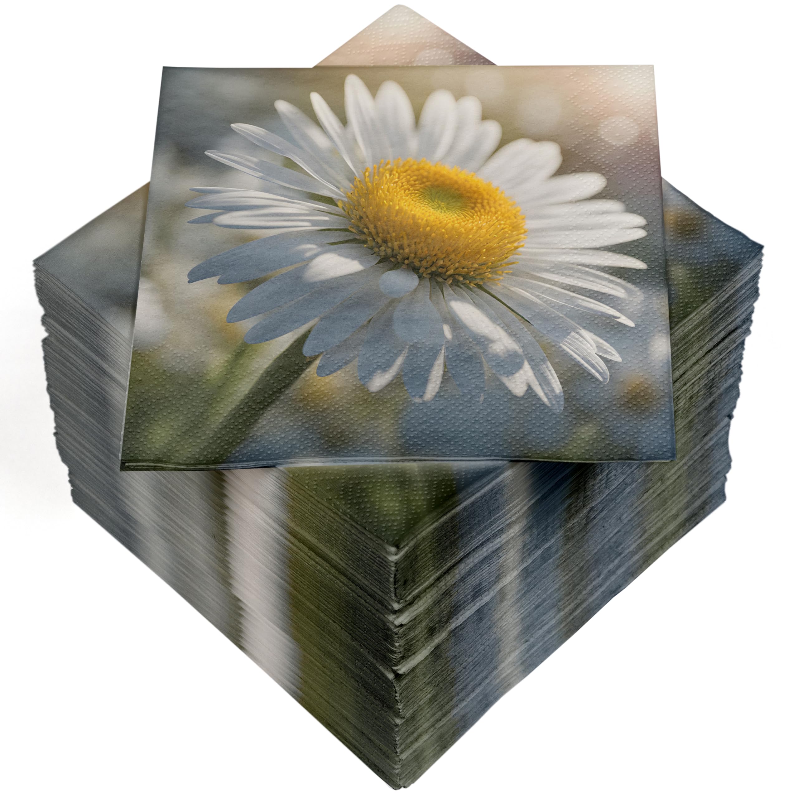 HEKU 100 Napkins, 3-ply, 33 x 33 cm, Daisies, Absorbent and Practical Packaging, Wide Selection, Ideal for Special Occasions